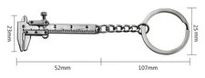 Mini Vernier Caliper Chrome Keychain - Actually Measures Up to about 35 mm - NEW