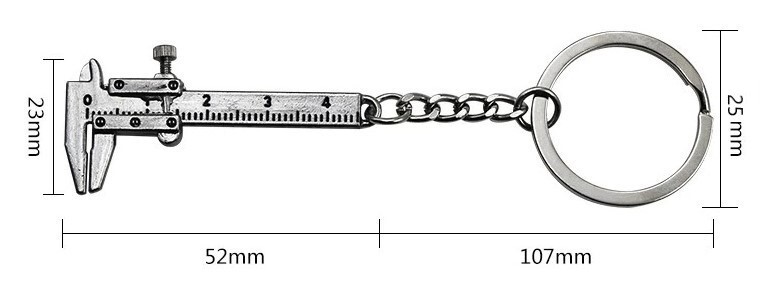 Mini Vernier Caliper Chrome Keychain - Actually Measures Up to about 35 mm - NEW