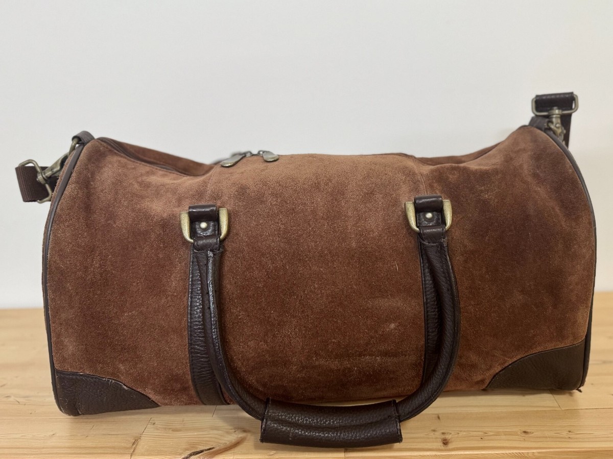 RARE Vintage Marlboro Leather Suede Grit Gear Weekender Duffel Bag