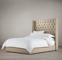 Crush Velvet Double 4ft6 Tall Wingback Headboard Bed Chesterfield Silver Black Crush Velvet Double 4ft6 Tall Wingback Headboard Bed Chesterfield Silver Black
