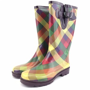 plaid rubber boots