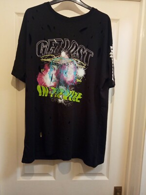 Boohoo Plus Oversized Distressed Grafik T-Shirt Größe 16