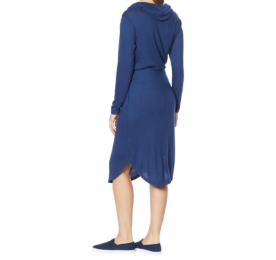 Colleen Lopez Cowl Neck Drawstring Midi Dress - Blue - Size X-Large