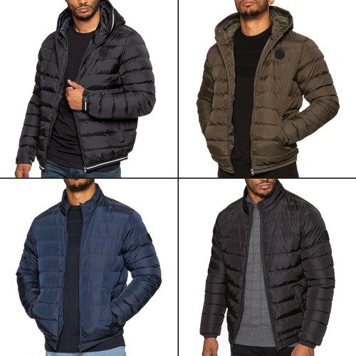 Chaquetas para hombre con cremallera acolchadas abrigo acolchado acolchado liso tampón invierno abrigos cálidos - Imagen 1 de 21