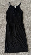 Women's Ann Taylor Loft Dress Size 8 Black Sleeveless Keyhole Front Knee Length