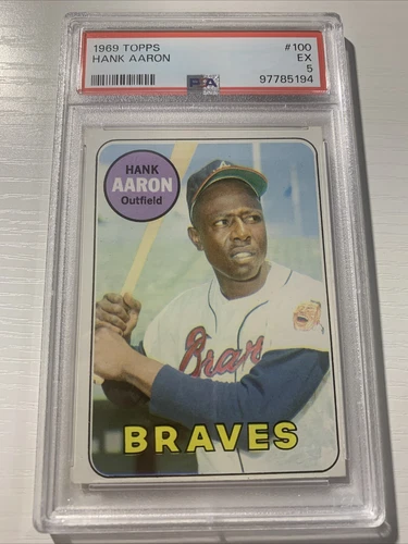 1969 Topps #100 Hank Aaron Atlanta Braves HOF PSA 5 EX