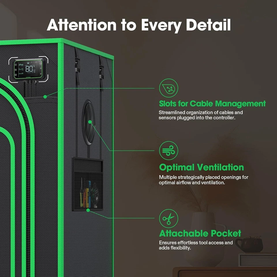 Tienda de cultivo avanzada VIVOSUN 2000D Oxford poste de 22 mm para plantación hidropónica de interior Foto 3 de 4