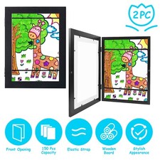 2x Art Frame Front Opening A3 A4 Artwork Wooden Photo Picture Display Frames