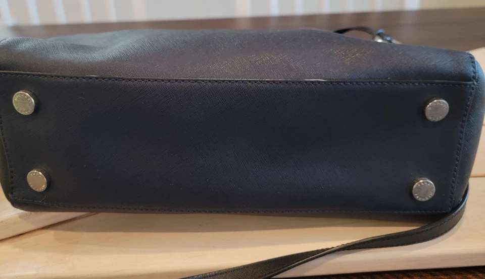 Michael Kors Kellen Saffiano Leather Satchel Handbag Shoulder Bag Black Navy - Image 3 of 4