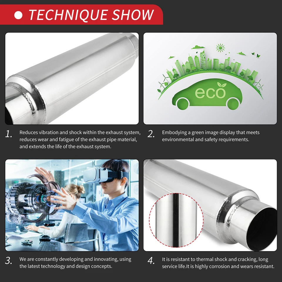 Resonador de escape silenciador trasero 2.5" ID/OD 16" para Mercedes Benz C300 C350 C63 Foto 3 de 4