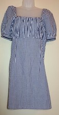 NWT ANTHROPOLOGIE Dress Large L Blue Gingham White Checks