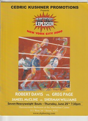 ROBERT DAVIS vs. GREG PAGE-JAMEEL McCLINE vs SHERMAN WILLIAMS ONSITE BOXING PROG