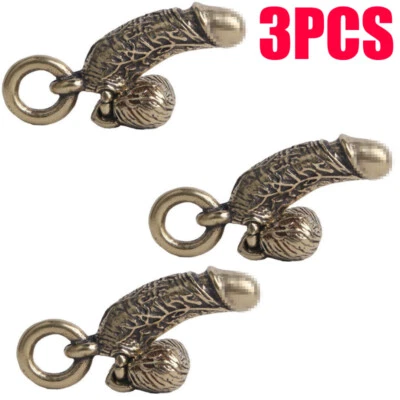 3Pcs Brass Male Penis Pendant Car Keychain Funny Simulation Chick Keyring - Imagen 1 de 4