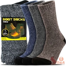 3 Pairs Mens Winter Warm Thermal Heated Heavy Duty Boots Socks 9-13