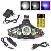 Hunting 9000lm White/uv Xm-l T6+2r5 Led Hunting Headlamp Usb Headlight Headtorch Hunting 9000lm White/uv Xm-l T6+2r5 Led Hunting Headlamp Usb Headlight Headtorch