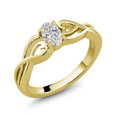 White Lab Grown Diamond Heart Infinity Ring in 18K Yellow Gold Plated Silver |