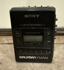 Vtg Sony Walkman AM FM Radio Cassette Player Black WM-F2081