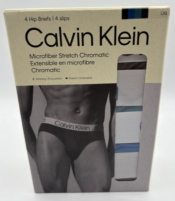 Calvin Klein Microfiber Chrom Men s Hip Briefs Sz Large 4 Pack Green/Blue/Black