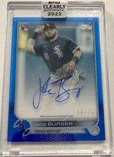 Jake Burger 08/25 Rookie Auto 2022 Topps Clearly Authentic Baseball Card