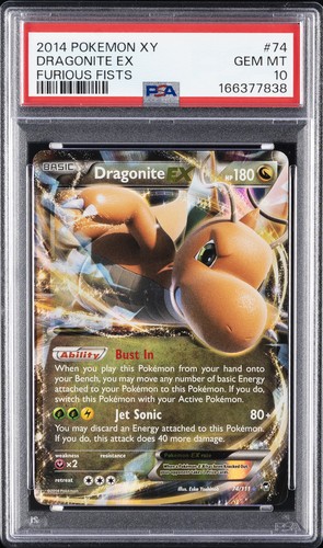 2014 POKEMON XY FURIOUS FISTS #74 DRAGONITE EX PSA 10