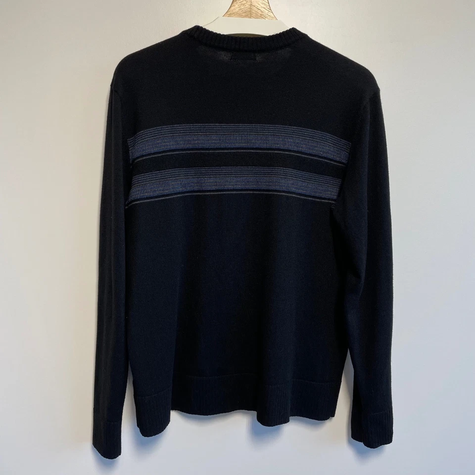 Smartwool Men's Black Striped Crew Neck Sweater Size L Wool Blend Long Sleeve - Image 4 of 4