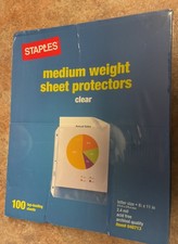 Staples medium weight Top Loading sheet protectors clear 100 pieces unopened