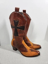 Siren Mark Nason Size 8 Brown Leather Boots Western Cowboy Multicolor  Biker