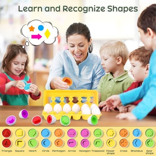 CPSYUB Matching Eggs Toys Color & Shape Recognition Sorter Puzzle, Montessori - Picture 5 of 7
