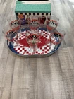 Vintage Coca-Cola 6 Bell Soda Glasses Diner Design Set w/ Serving Tray & Box