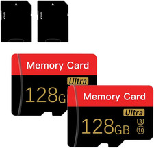 2 Pack Micro Memory Card 128 GB with Adapter, C10/U3/UHS-I/A1, Transflash Card,