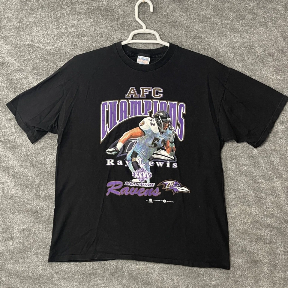 Camiseta de colección 2001 Baltimore Ravens Ray Lewis AFC Champions Super Bowl XXXV Foto 2 de 4