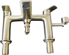 Bathstore Aero Deck Mounted Bath Mixer Brushed Brass Shower Hose Handset