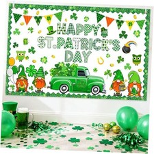 Happy St.Patrick's Day Backdrop Banner Rainbow Gold Coins 70.8 x 43.3 Inch