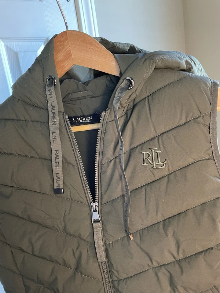 Nuevo $150 Ralph Lauren Mujer’s Chaleco Puffer Verde Oliva Pequeño Foto 4 de 4
