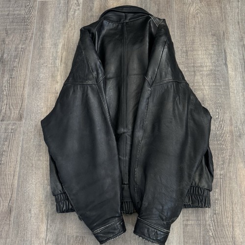 VTG Wilsons Leather Jacket Motorcycle XL Lined Black Thinsulate Biker Distressed - Picture 6 of 24
