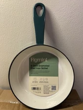 FIGMINT 6” Enameled Cast Iron Skillet Green Personal Cookie Pan New