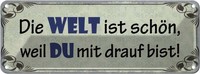 Blechschild 10X27 Cm Die Welt SchöN Weil Du Mit Drauf Spruch Zitat Deko Geschenk