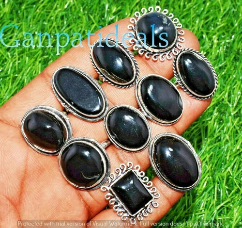 Bulk Lot Black Onyx Gemstone Wholesale Fashion Ring For Gift 925 Silver Plated