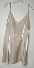 Pretty Little Thing Sliky Strappy Mini Satin Slip Dress Size 8 Nude Iridescent 