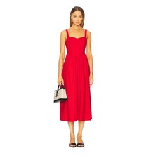 ASTR the label linen corset sweetheart dress red midi small
