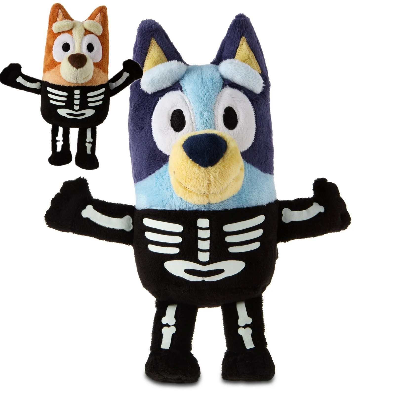 NEW Bluey & Bingo Skeleton Glow In The Dark Plush Costume Stuffed Animal Set NWT