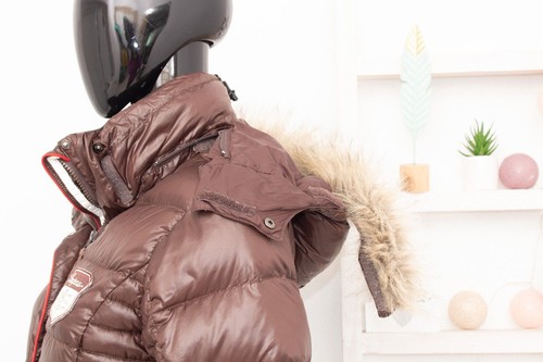 BERGANS Bodo Down Lady Coat Faux Fur Hooded Brown Puffer Parka Long Jacket S - Bild 6 von 10