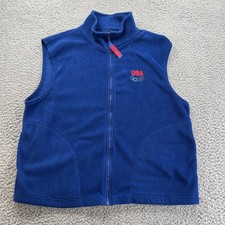 United States Olympic Committee USA Men Large Blue Fleece Athletic Vest Unisex