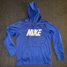 Nike Men  s Hoodie Size Small Dri Fit Royal Blue Plain Logo