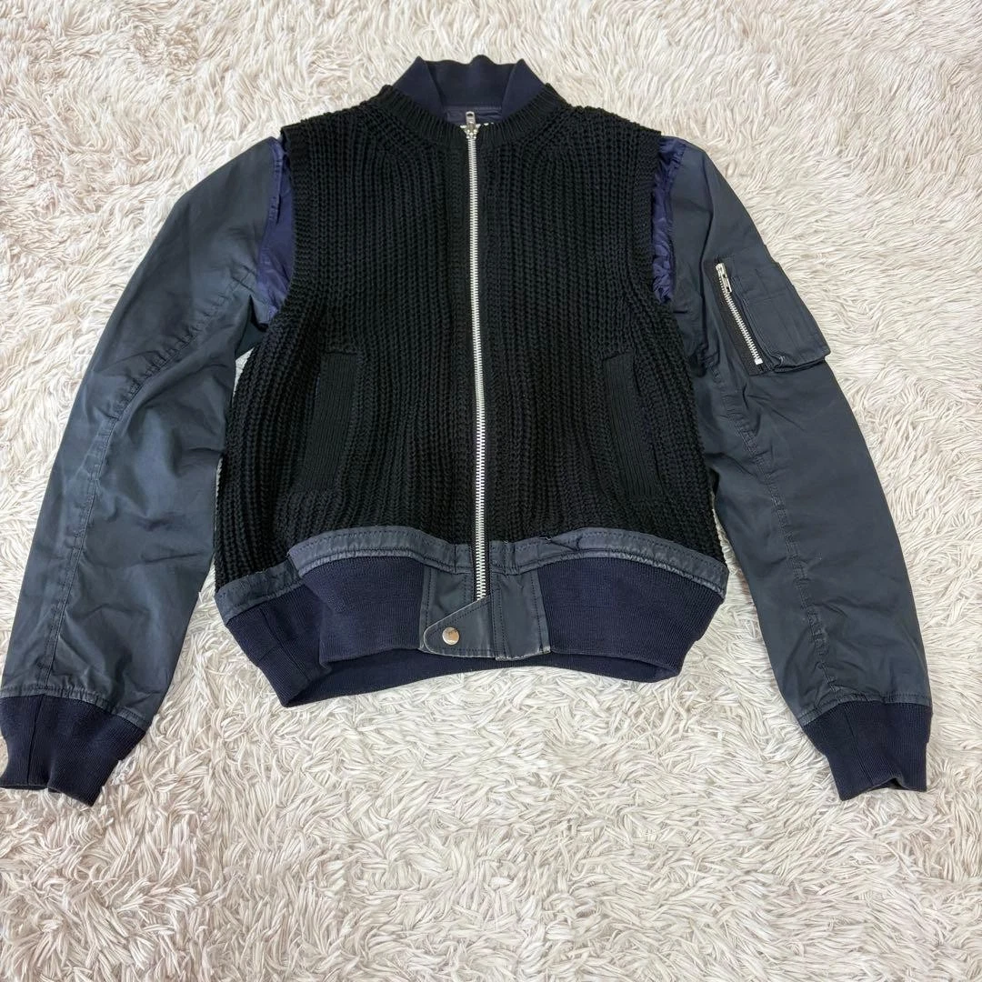 Veste Double Riders Sacai En Laine - Taille 3 (L) - Gris Marine à Carreaux - Occasion Très Bon état