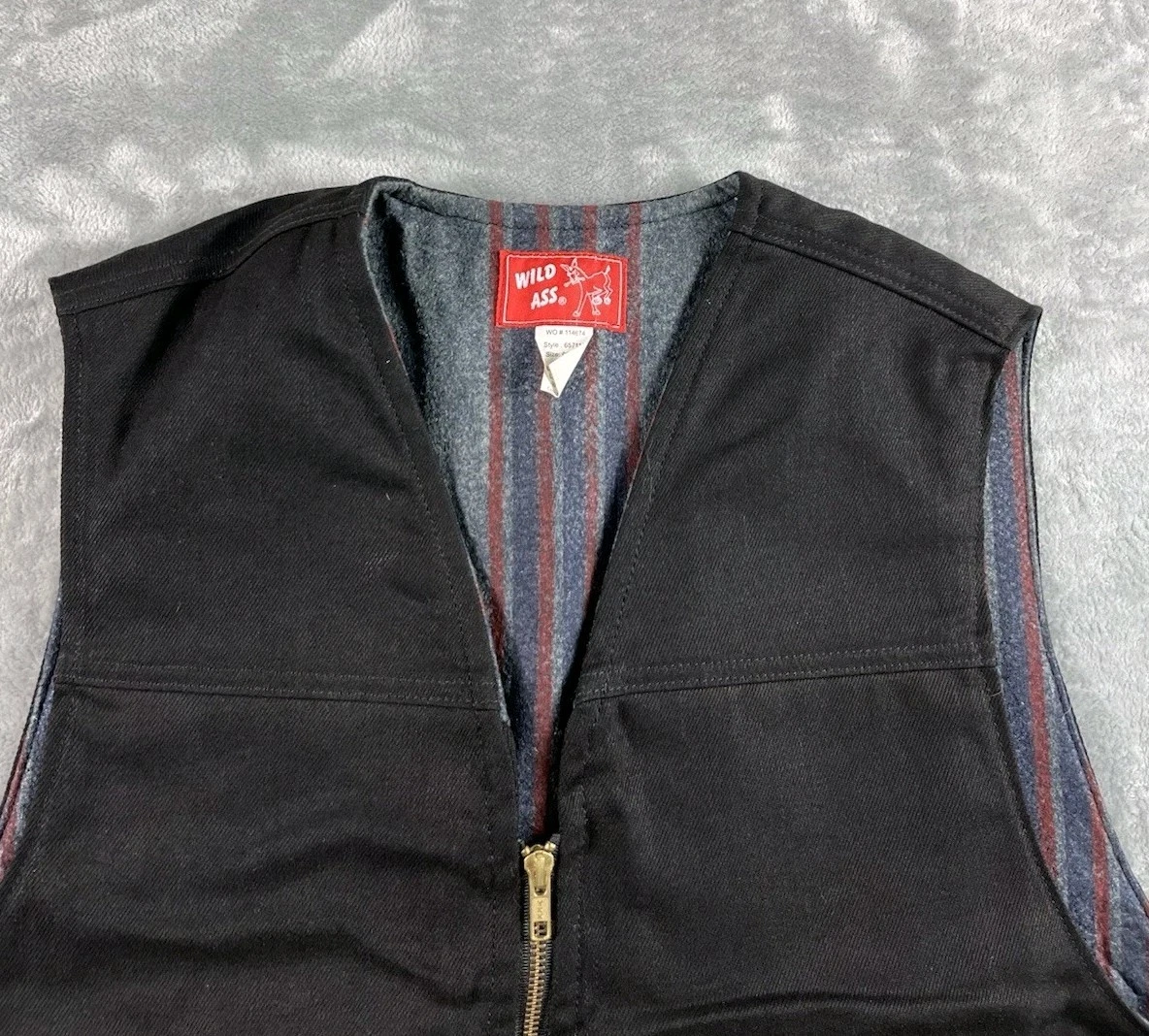 Wild Ass Vest Mens Medium Black Canvas Lined Baileys Full Zip Workwear  image 2