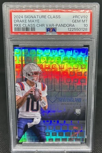Drake Maye 2024 Signature Class Rookie Chrome Variation Pandora RC PSA 10 POP 2