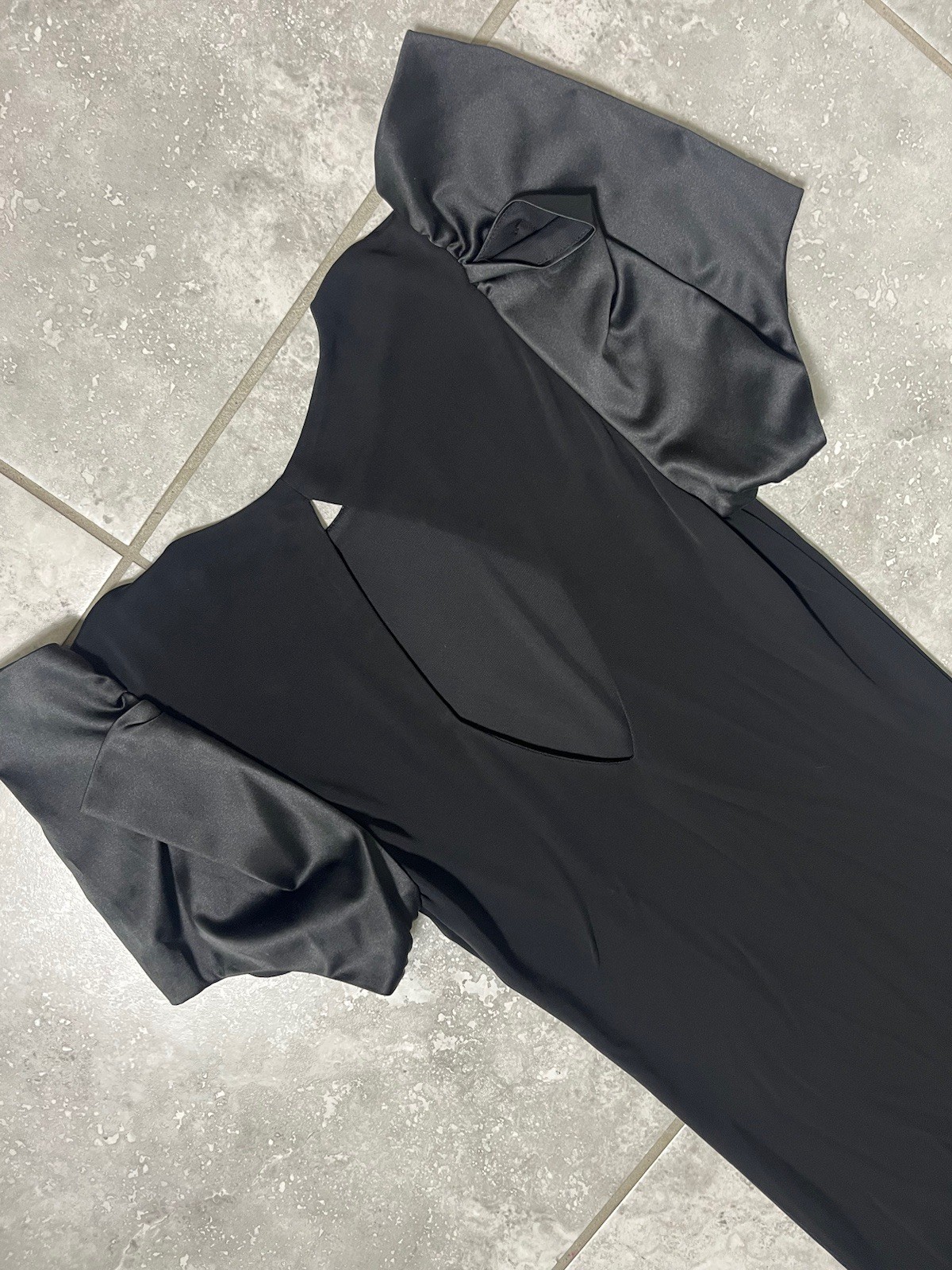 Alice & Olivia Satin Ruffle Sleeve Rayon Stretch Lined Cocktail Dress Black XS