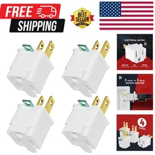 White Polarized Grounded Outlet Converter - 2-Prong to 3-Prong Adapters (4-Pack)