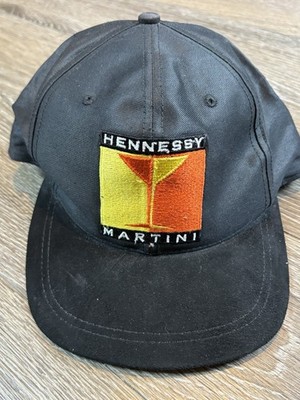 Vintage Hennessy Martini Snapback Hat Cap Black Suede Bill 90s Hip Hop EUC